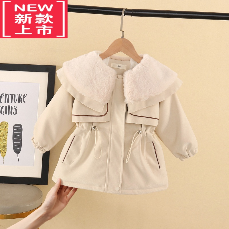 可莉允女童棉服冬款棉衣时髦宝宝加厚小香风皮衣冬装外套儿童加绒派克服
