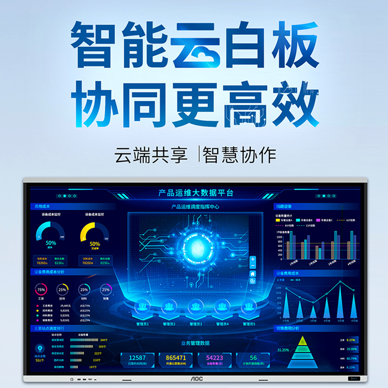 AOC 100T34V会议平板100英寸4K智能会议平板 触屏视频会议一体机电子白板智慧屏商用显示