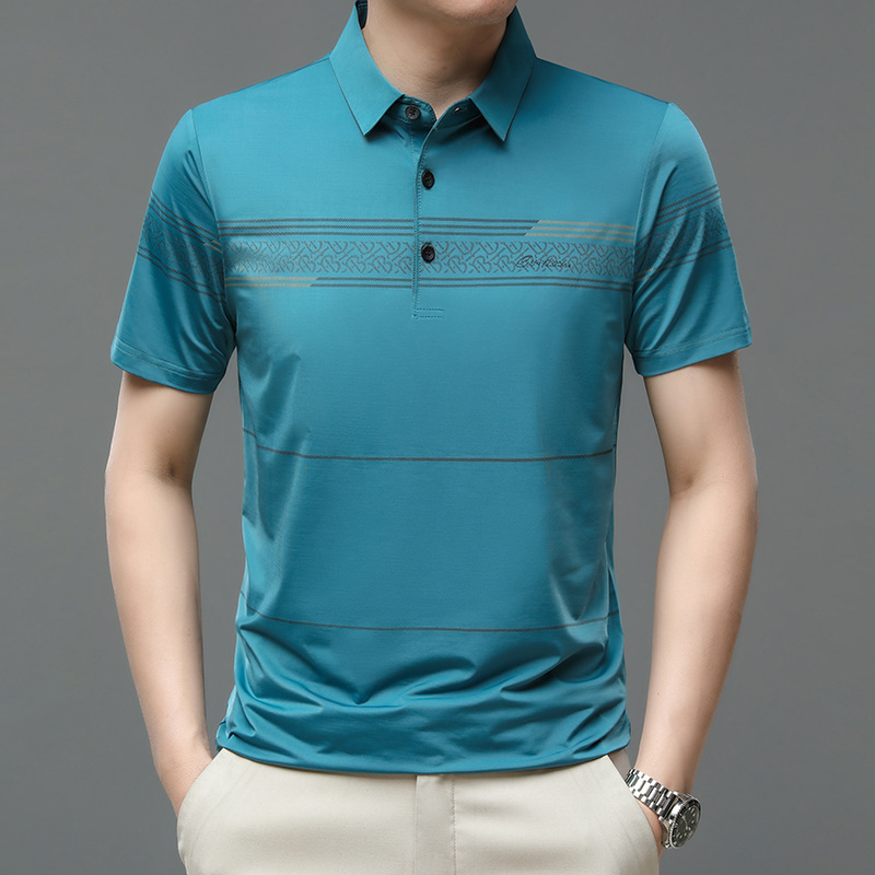 中年男士休闲保罗衫夏季冰丝短袖polo衫男翻领男士薄款速干t恤潮