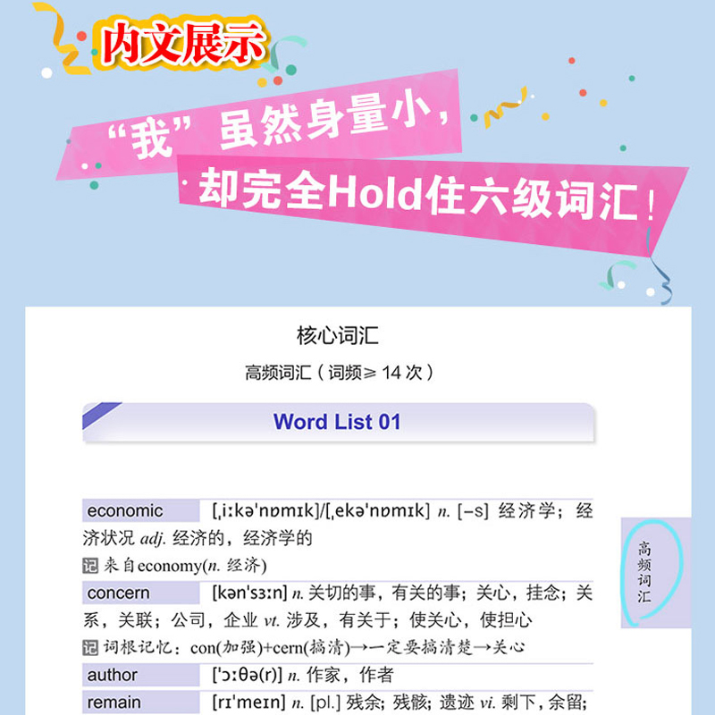 [正版]英语六级六级词汇词根+联想记忆法:便携版 备考2025年6月大学6级考试 cet6核心高频单词书 俞敏洪 英语高清大图