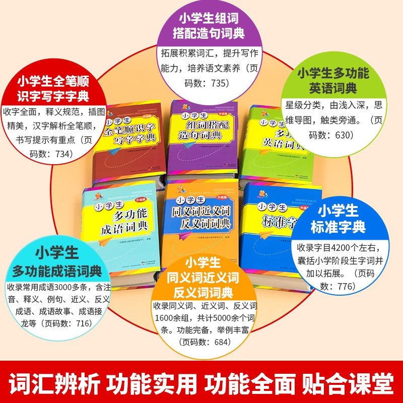 [正版]2022新版英语词典双色版 小学英语字典便携带1-6年级通用多功能成语字典组词搭配造句词典同义词近义词反义词词
