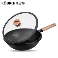 康巴赫(KBH)锅具 防溢炒锅 防溢救生圈设计 多层压铸 麦饭石色不易粘锅煤气灶电磁炉通用炒锅32cm