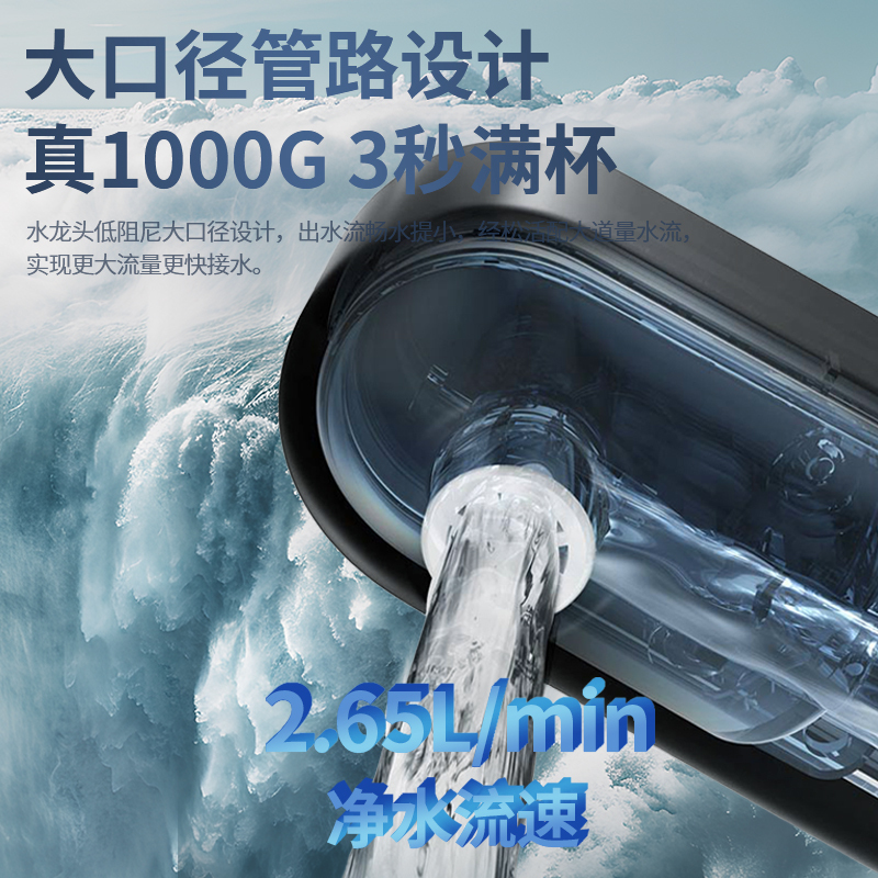 小米(MI)米家净水器1000G Pro家用直饮一体机厨房自来水ro反渗透厨下式净水机3:1废水比大流量