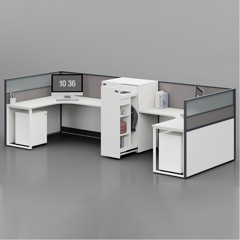 臻远ZYGW-129屏风工作卡位职员桌办公桌含储物衣柜 U型两人位高清大图