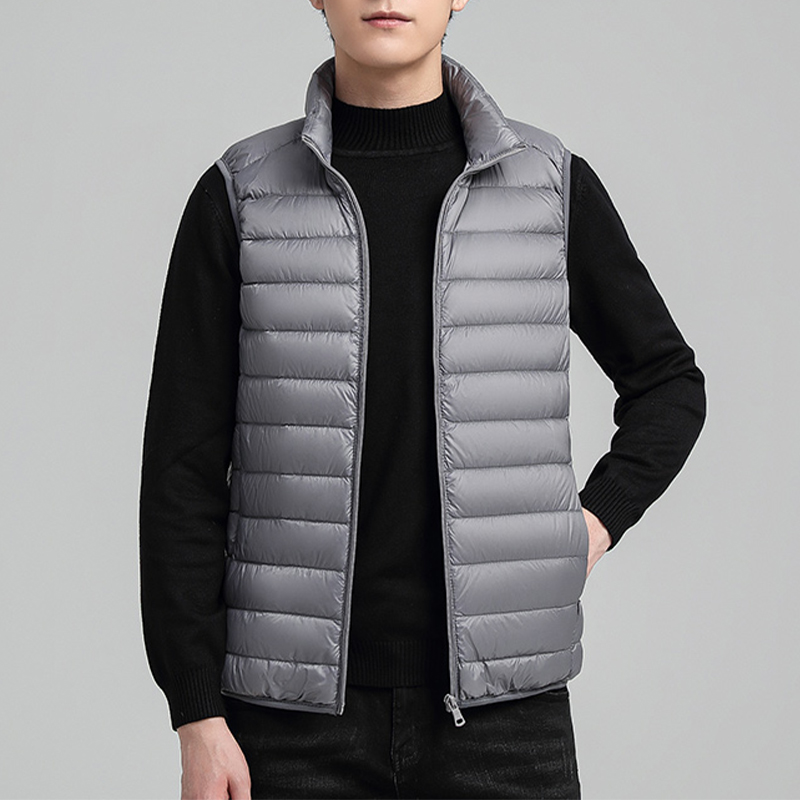 啄木鸟轻薄羽绒服马甲男士冬季2025新款白鸭绒立领保暖坎肩背心5高清大图