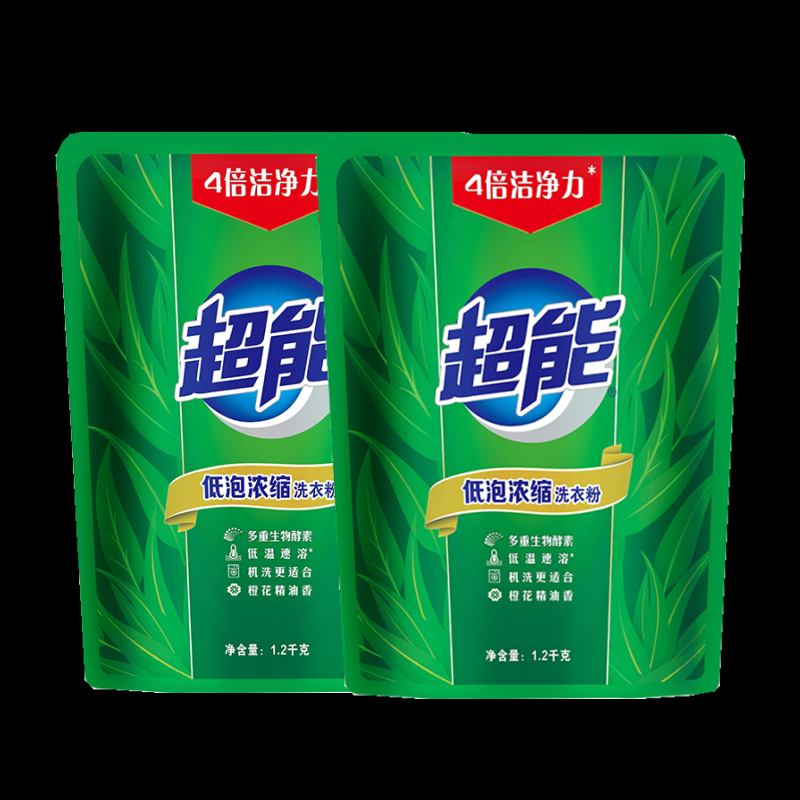 超能低泡浓缩粉(青海,新疆,西藏不发货) 1.2kg*2袋高清大图