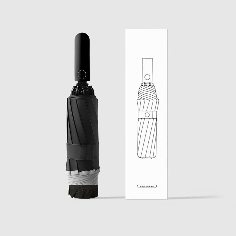 锦创天诚 礼盒装反向自动雨伞 反光条晴雨两用伞 黑胶三折伞 折叠遮阳伞/把高清大图