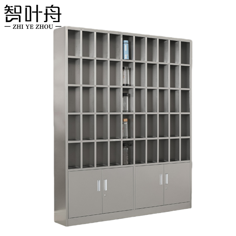 智叶舟不锈钢水杯柜50格150*25*180cm台高清大图