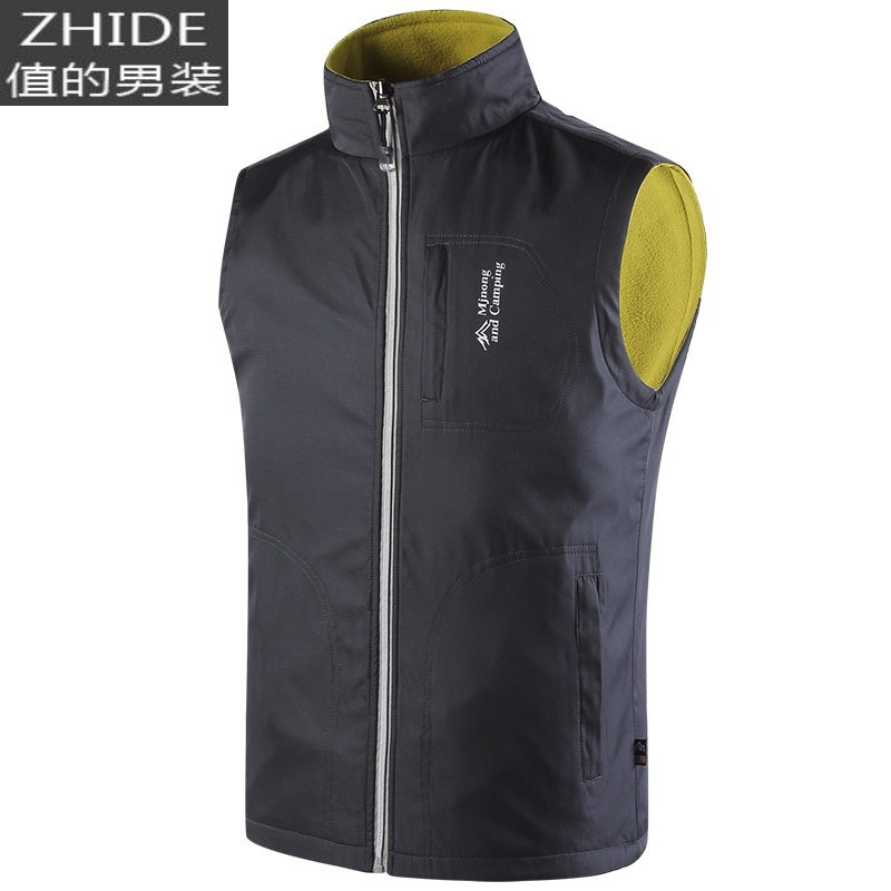 SUNTEK双面穿马甲男摇粒绒背心加绒加厚坎肩防水马夹户外登山服运动外套马甲/背心