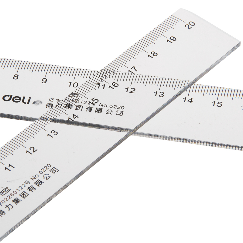得力(deli) 6220 塑料直尺 20cm 小号办公学习透明尺子 XHJ 单只装