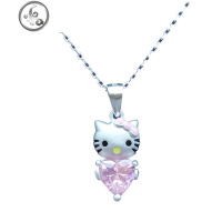 925纯银Hello Kitty猫挂坠项链女儿童闺蜜六一生日KT卡通饰品 JiMi