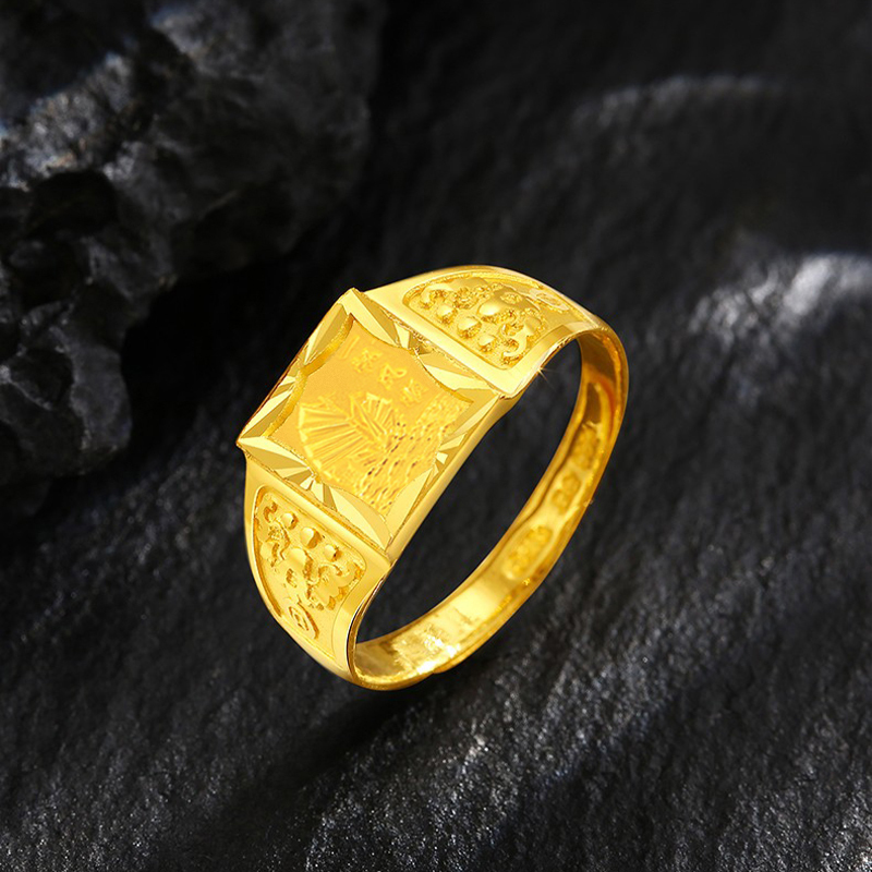 gzuan古钻珠宝一帆风顺999足金活口黄金戒指纳福男戒hjnj0003