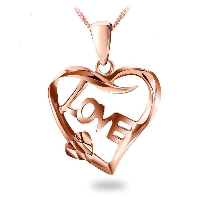 梦克拉 MKela 18K金 吊坠 Love字母爱心吊坠 玫瑰金吊坠单坠 吊坠 黄金 送朋友