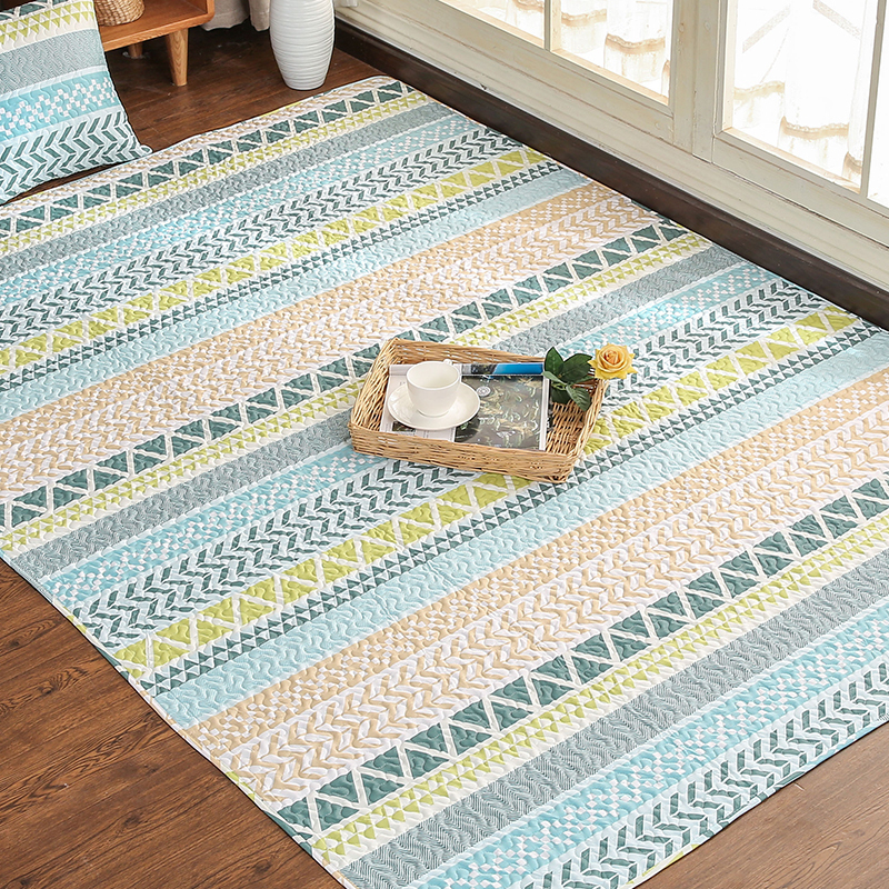 美帮汇ins全棉地毯卧室网红可机洗地垫儿童爬行地垫日式榻榻米炕垫 北欧波纹 210x200厘米