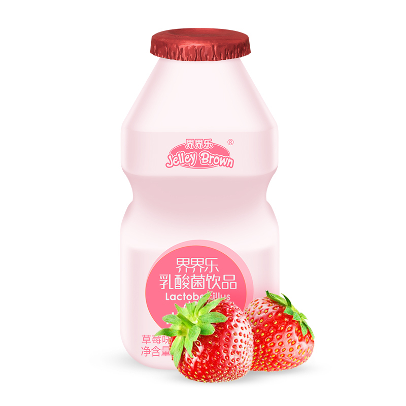 界界乐jelleybrown儿童乳酸菌饮料草莓味95ml4瓶小怪物系列婴童果汁