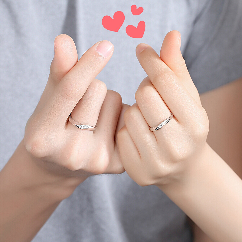 聚福品珠宝不离不弃&星月相伴单戒纯银戒指足银999男女生日礼物