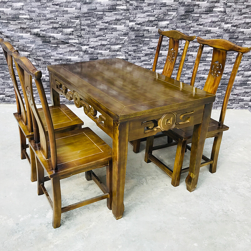 正方形桌子经济型饭店桌椅组合四方桌仿古方桌家用餐桌实木八仙桌欧因