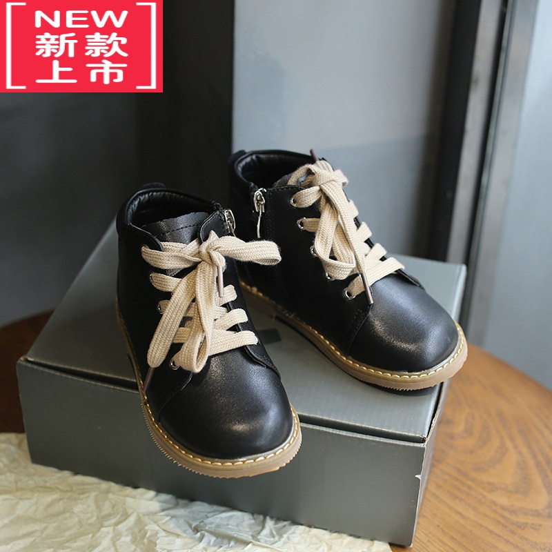 可莉允时尚韩版童鞋儿童马丁靴2022秋冬新款女童靴子小童短靴男宝宝皮靴