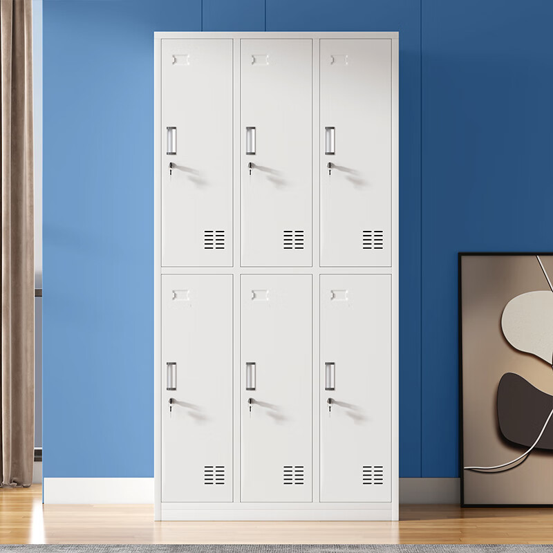 钢制六门更衣柜家用带锁储存物柜寄存工厂员工换衣柜铁皮卧室衣柜