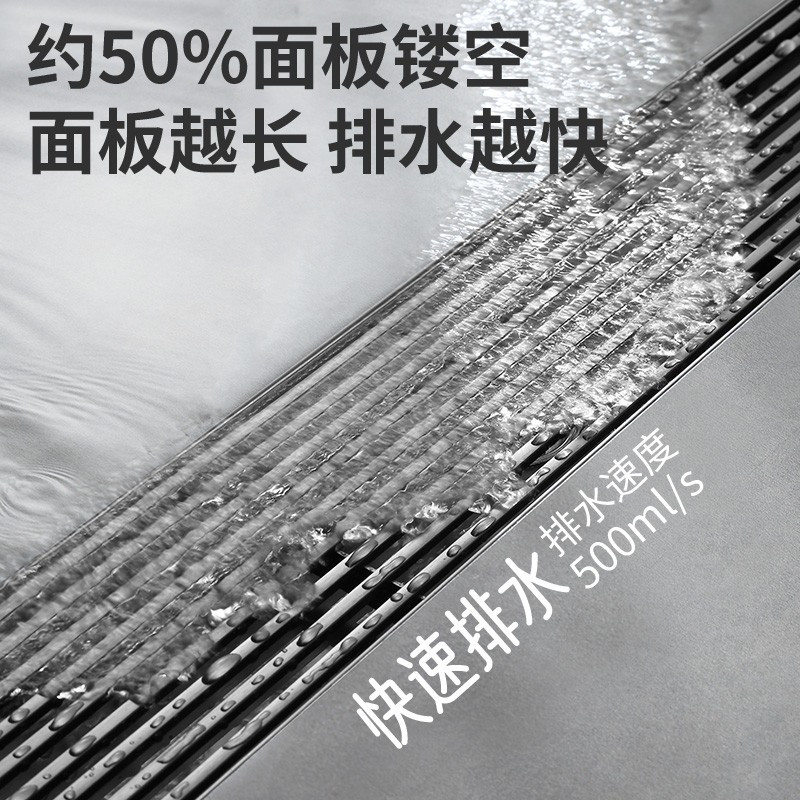 正山(Zhengshan)不锈钢枪灰色加长款大排量浴室地漏 防臭卫生间专用加厚淋浴房条形地漏
