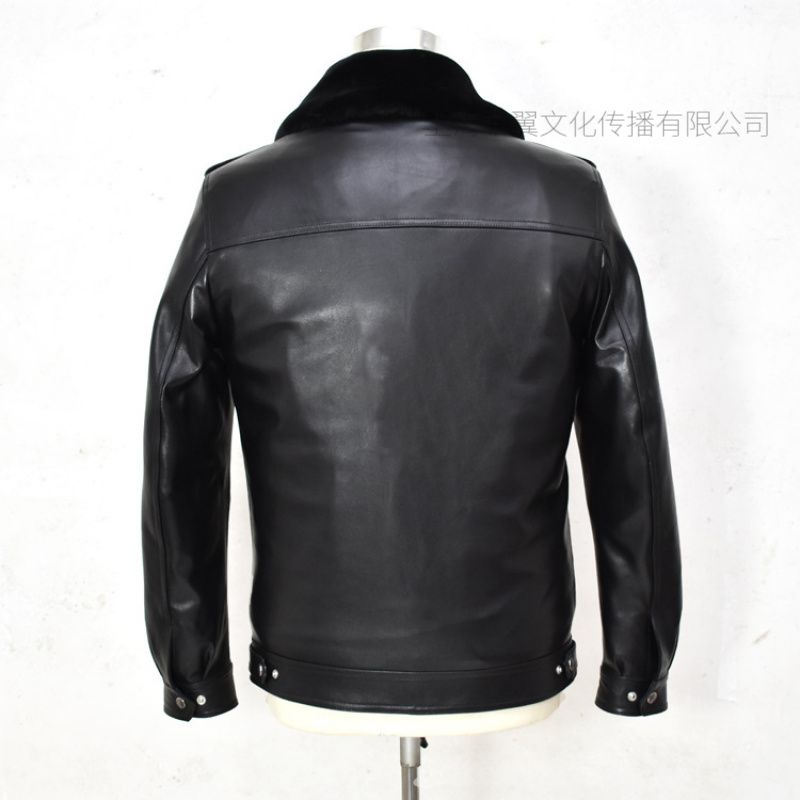 举翼王子男士皮衣夹克外套保安执勤服真皮皮衣物业安防制服山羊皮加厚保暖_632高清大图