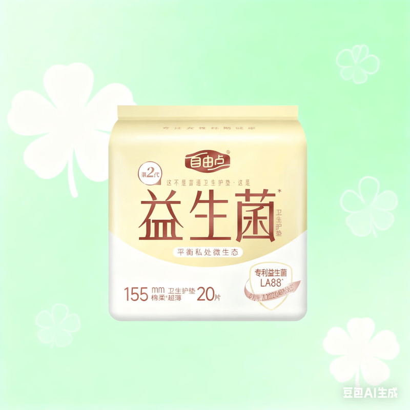 自由点益生菌卫生护垫 155mm20片*2包高清大图