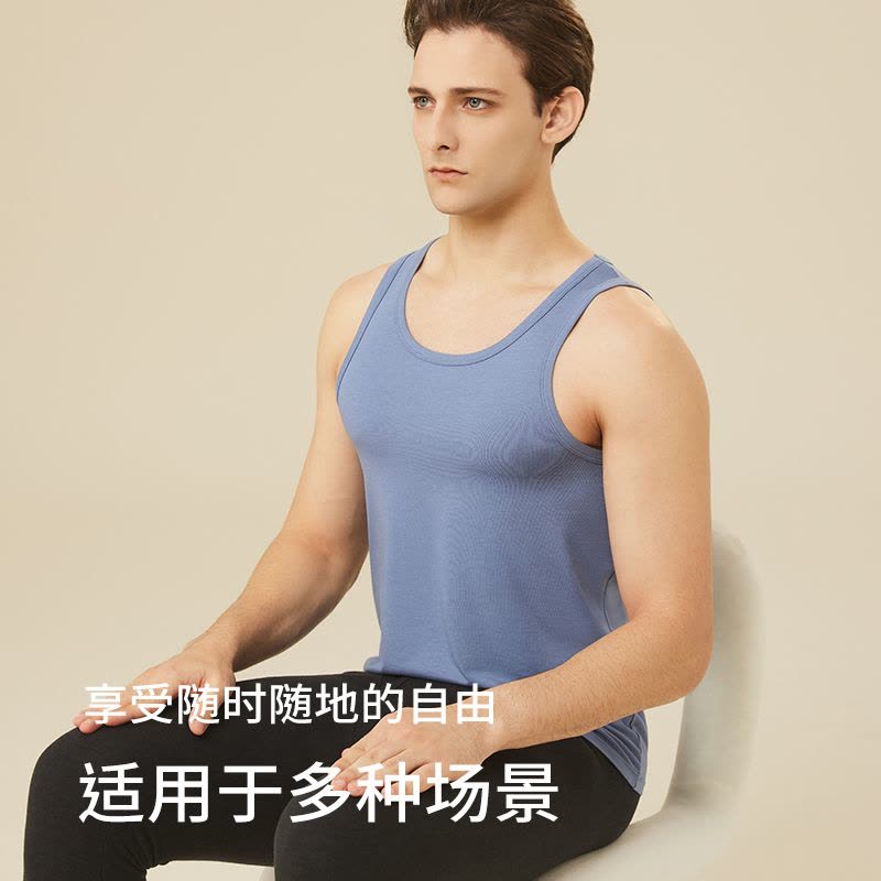 猫人男士背心80S莫代尔棉内衣男士运动健身跨栏四季打底内穿汗衫图片