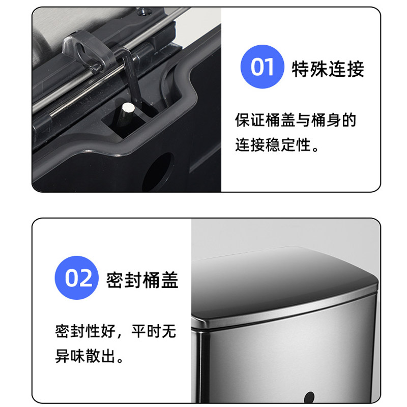 茂稔 垃圾桶 不锈钢垃圾桶 翻盖垃圾桶 50L 个高清大图