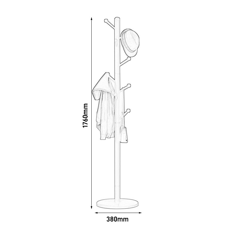 臻远ZY-YMJ-18落地衣帽架家用卧式挂衣架胡桃色圆盘圆头