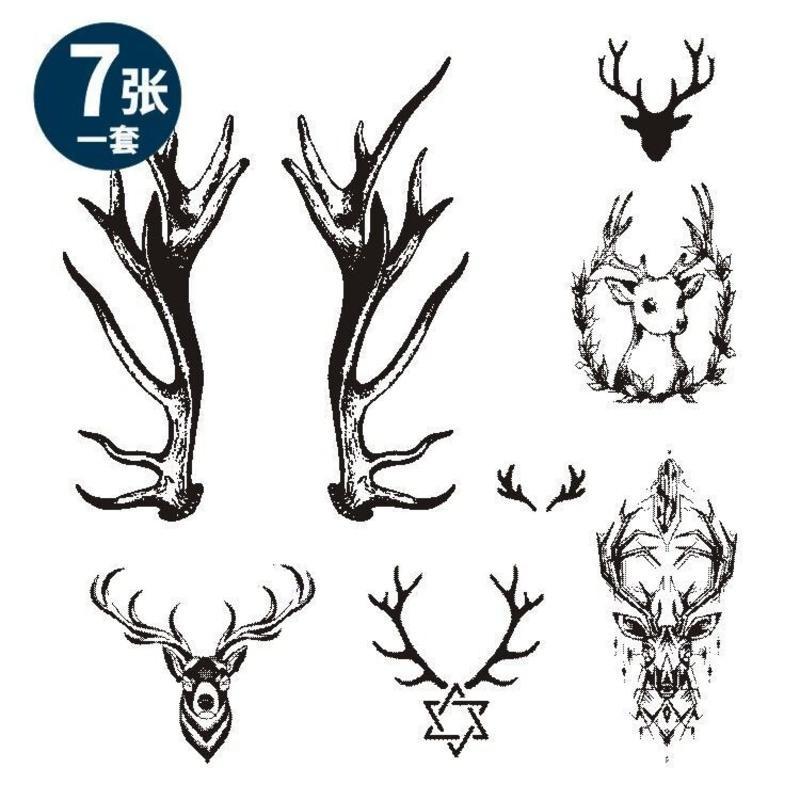 雄鹿之歌草本果汁纹身贴鹿角小腹肚子帅气男防水持久 1张