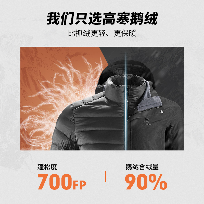 凯乐石羽绒秋冬新款户外运动防风防水保暖三合一冲锋衣