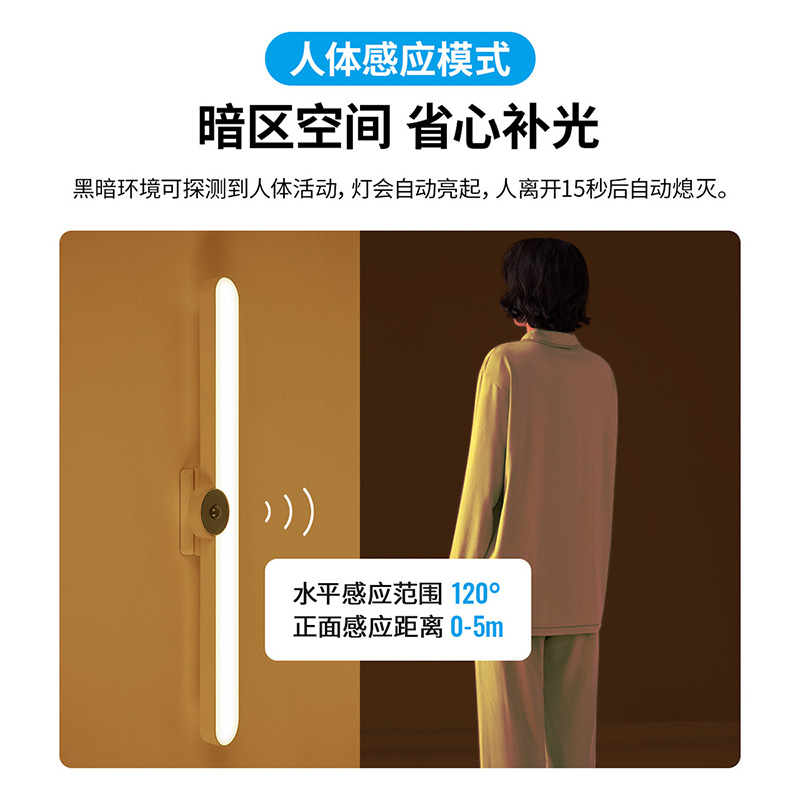 雷士照明人体手势感应灯带充电式led无线厨房衣柜灯条柜子橱柜灯台灯高清大图