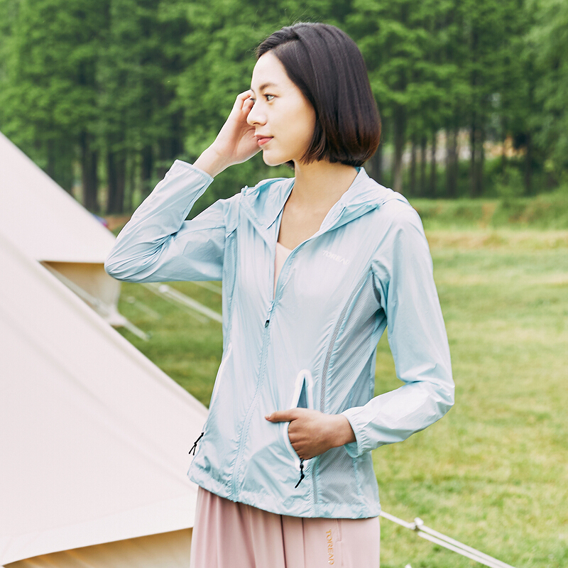 TOREAD探路者户外防晒女 防紫外线春夏款户外风衣外套女式亲肤轻薄透气凉爽冰感休闲徒步皮肤衣女