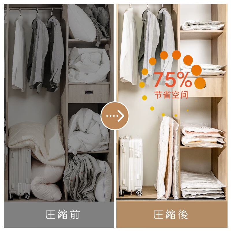 丽佳邦家用加厚真空压缩收纳袋组合 电泵7件套[2中号+4大号]高清大图