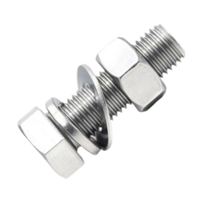 中锦科技304外六角螺丝螺母套装 (4.8级)M8*110[杆+母+平弹垫]套高清大图