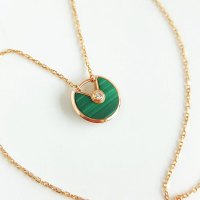 【二手95新】卡地亚（CARTIER）超小号18K玫瑰金镶孔雀石护身符 项链 全套 含票