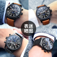 瑞士嘉年华Carnival手表男士机械表全自动机械表 男多功能真皮时尚大表盘休闲防水男表机械飞行员系列腕表8771