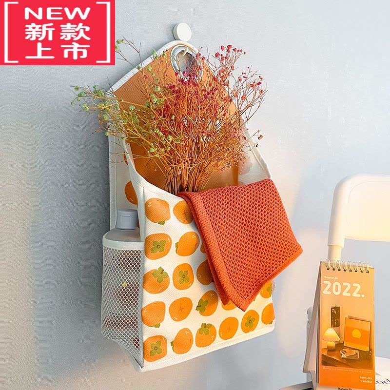 可莉允万柿如意单口挂袋浴室门后挂衣袋器置物袋布艺挂式杂物收纳袋AD图片