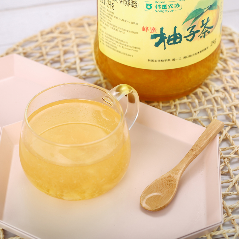 [进口]韩国农协蜂蜜柚子茶2kg 韩式水果茶柠檬果酱冬季冲饮罐装
