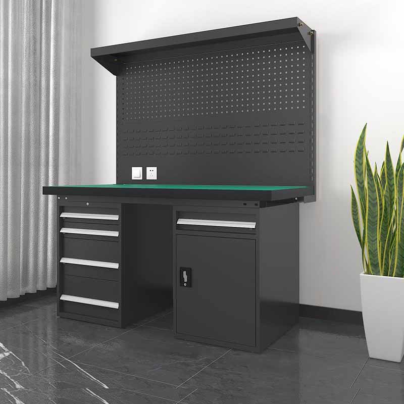 鑫金虎 防静电工作台车间流水线操作台工厂维修检验桌重型钳工台 五抽一门+双挂板1.5m高清大图