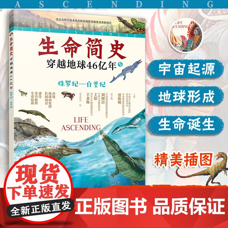 生命简史(穿越地球46亿年5侏罗纪-白垩纪) 6-12-15岁儿童中小学生青少年科普读物 宇宙起源地球形成生命诞生史高清大图