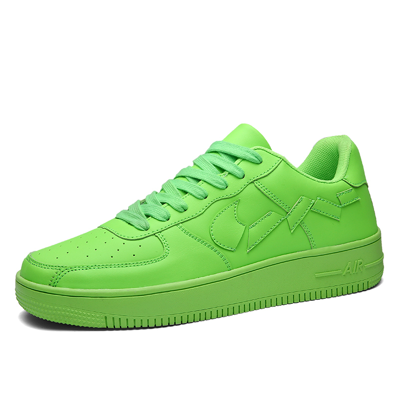 南星朋友新款新配色空军一号春夏款情侣款板鞋皮革面荧光绿43码视频