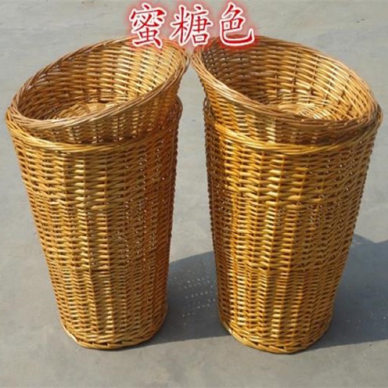 柳编水果堆头篮藤编堆头筐做水果盘水果篓编织筐水果筐水果篮藤编 斜口中号号直径50前高50后高60 咖啡色高清大图