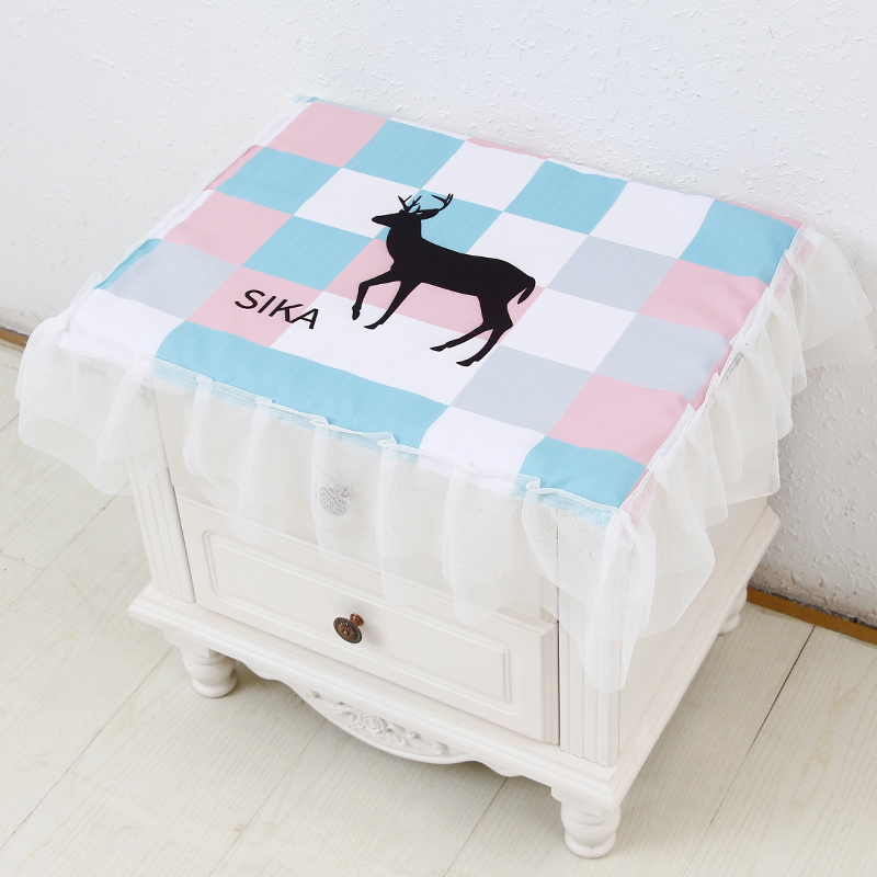 布艺床头柜罩防尘布洗衣机盖布冰箱布微波炉罩万能盖巾床头柜盖布麋鹿