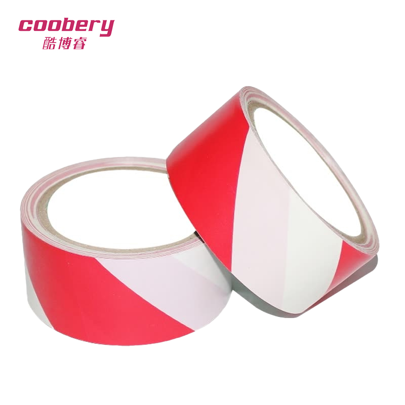 酷博睿(coobery)警示胶带 地板胶带斑马线胶带 安全警示胶带 地面标识警戒线 地面划线胶(红白色款)84804