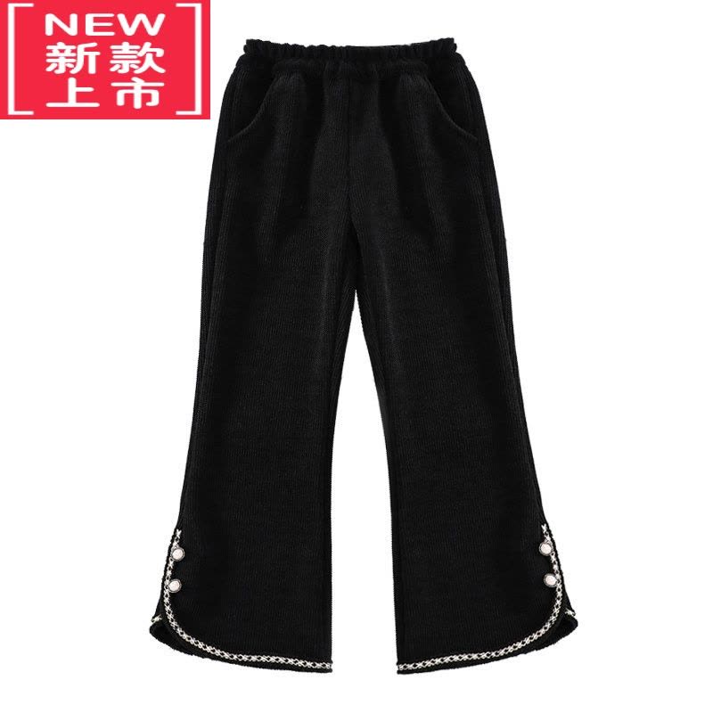 可莉允女童加绒裤子女中大童冬季休闲裤女孩灯芯绒保暖长裤一体绒喇叭裤保暖裤图片