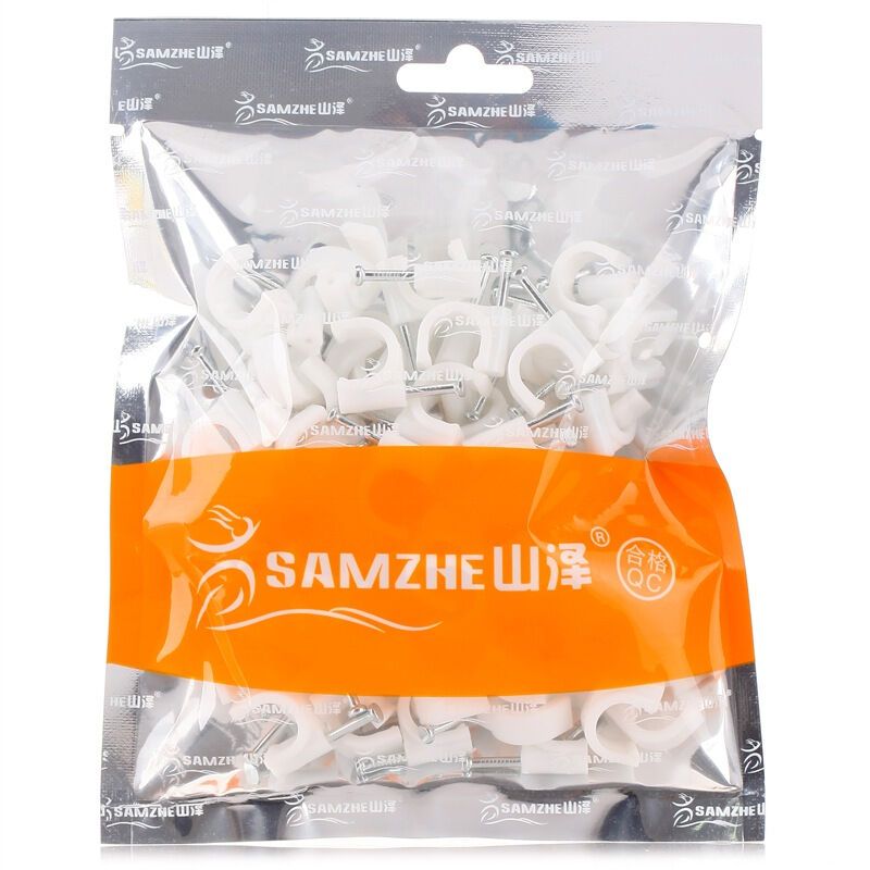 山泽(SAMZHE)6mm圆形钢钉线卡线钉子网线钉子网线卡电线钉子电线卡墙钉固线卡固线钉压线 1000只装ZD-23