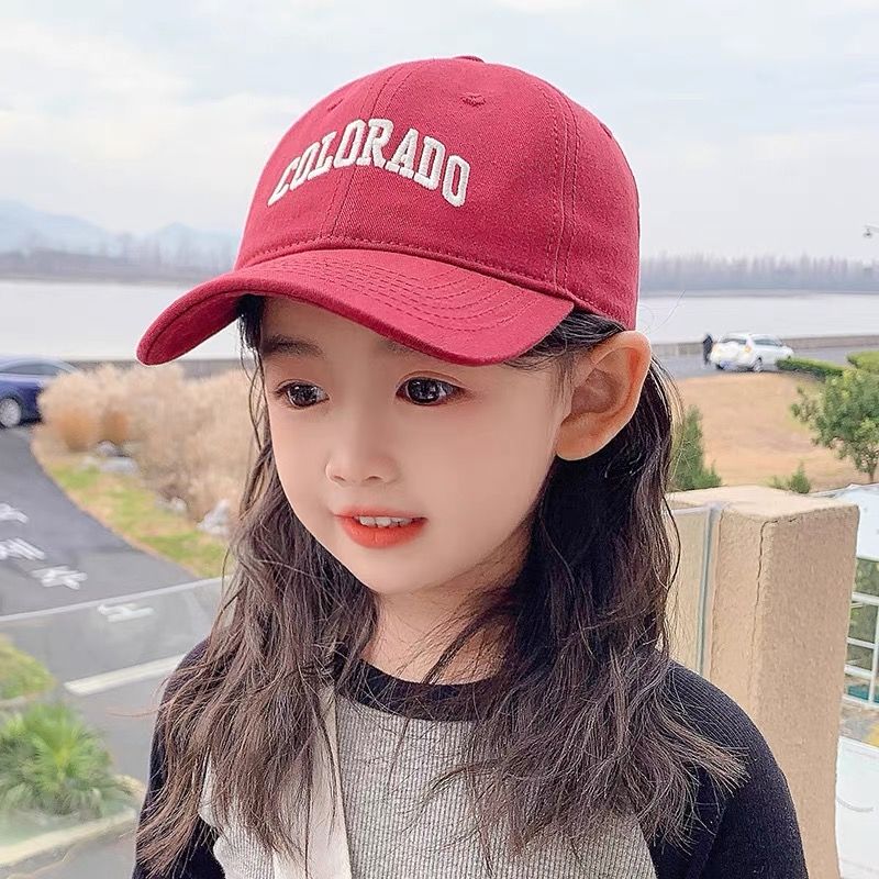 儿童帽子春秋时尚女童鸭舌帽洋气韩版遮阳棒球帽男孩太阳帽潮_382 酒红色-COLORADO2岁-6岁【帽围48-50cm】