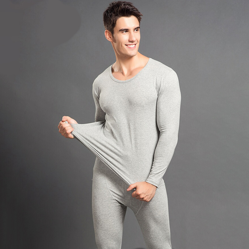 浪莎保暖内衣男纯棉薄款圆领青年基础打底内衣棉毛衫秋衣秋裤套装视频