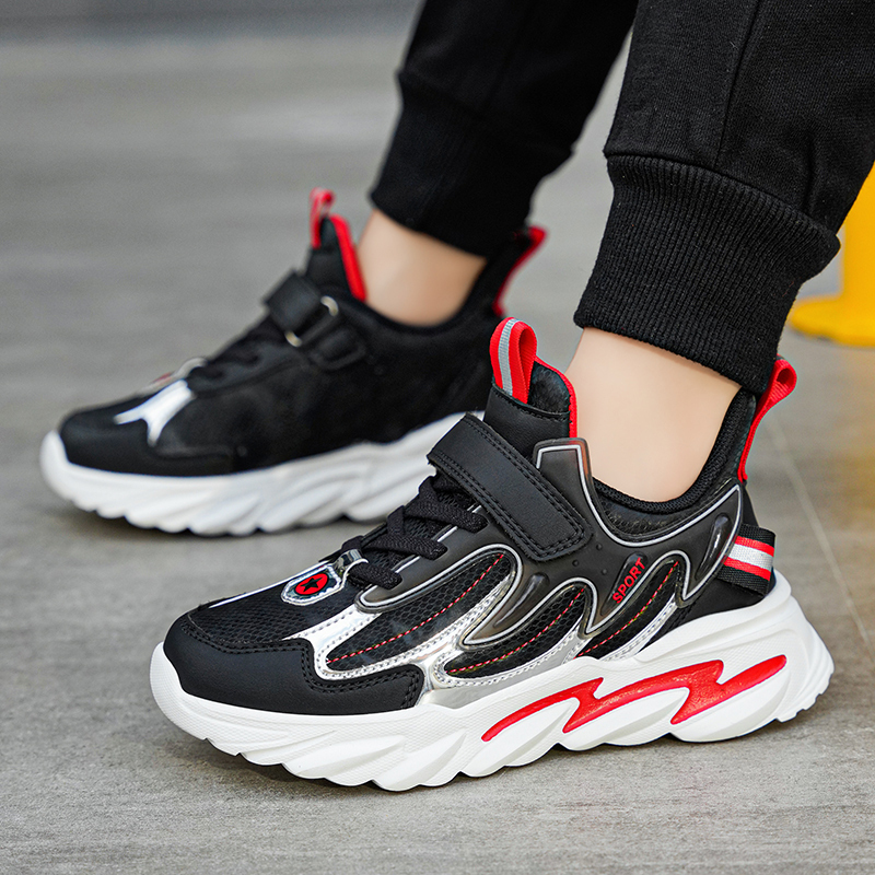 春秋季男孩运动鞋男童鞋子小学生皮面老爹鞋中大童儿童跑步鞋防滑
